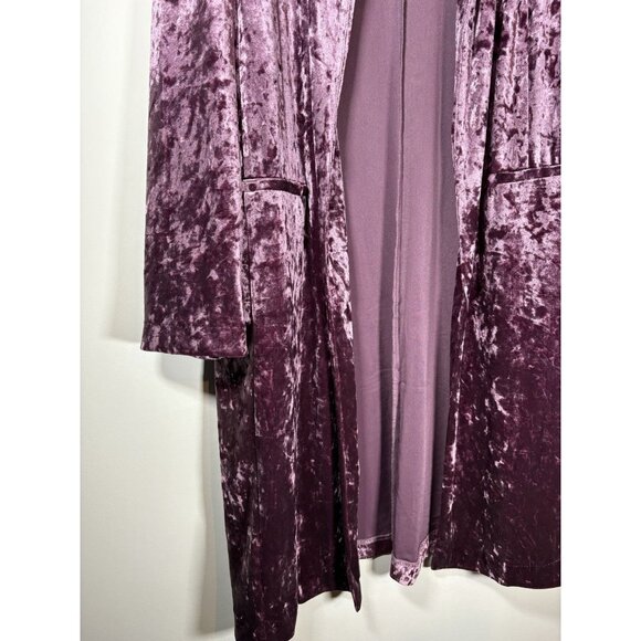CATO Crushed Velvet Purple Cardigan Duster Jacket Boho Open Front Size 18/20W - Picture 2 of 8